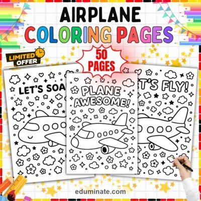 50 Airplane Coloring Pages Jumbo Pack (Printable Aviation Sheets) — resource cover