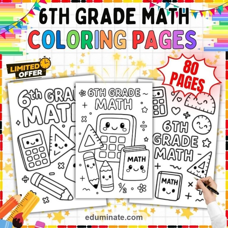 6th Grade Math Coloring Pages Bundle | Math Doodle Coloring Sheets for Middle School cover 2