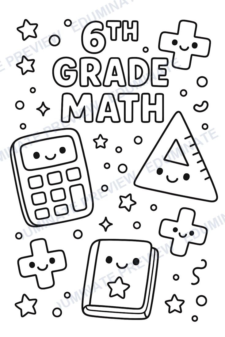 Preview sheet 1 of 6th Grade Math Coloring Pages (80 Printable Math-Themed Sheets)