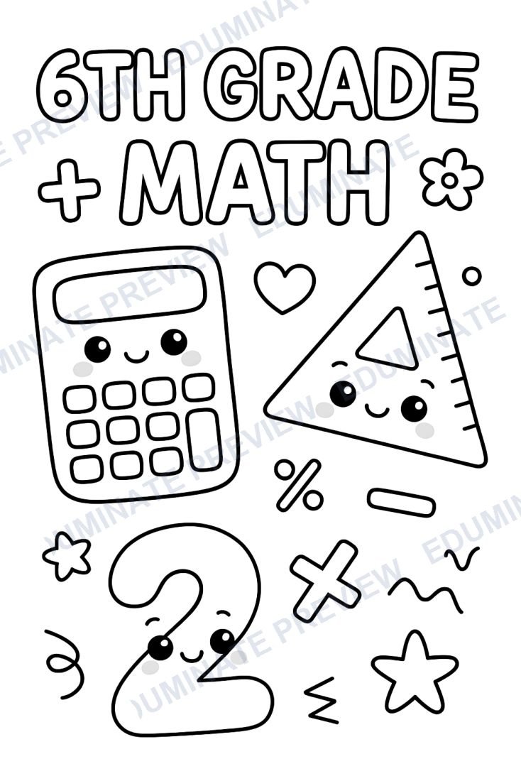 Preview sheet 2 of 6th Grade Math Coloring Pages (80 Printable Math-Themed Sheets)