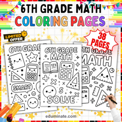 6th Grade Math Coloring Pages | Math Doodle Sheets | Calculator Ruler Designs — resource cover