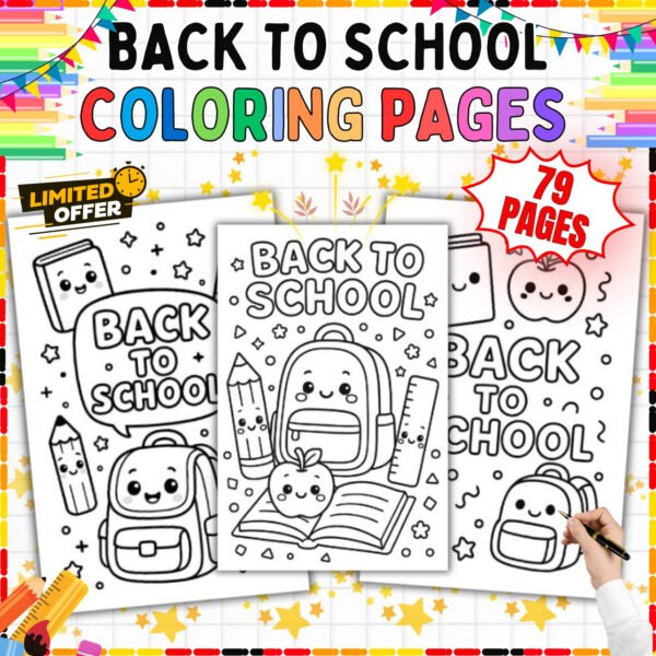 Back to School Coloring Pages | 79 Cute School Supplies Printables for Kids — resource cover