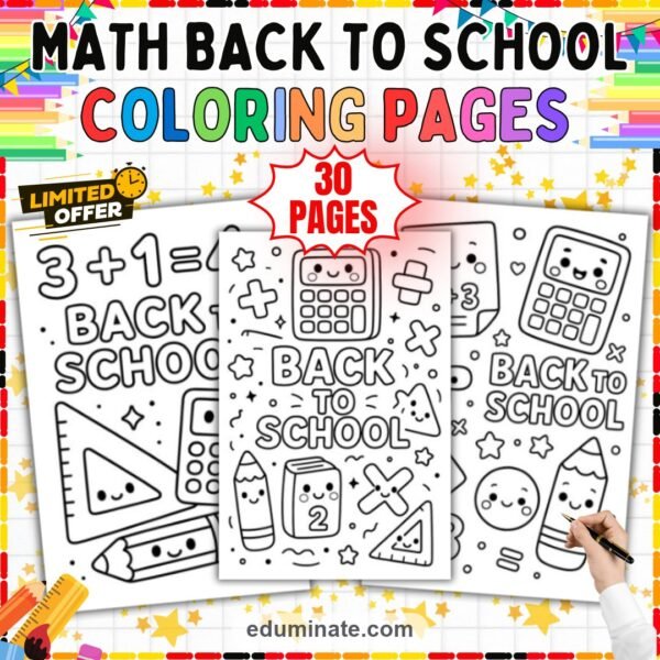 Math Back to School Coloring Pages | Cute Addition Practice Activity Pack — resource cover