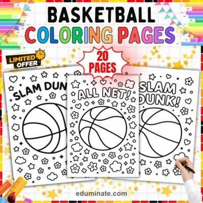 Basketball Sports Coloring Sheets | Fun Court Game Art Activities Booklet — resource cover