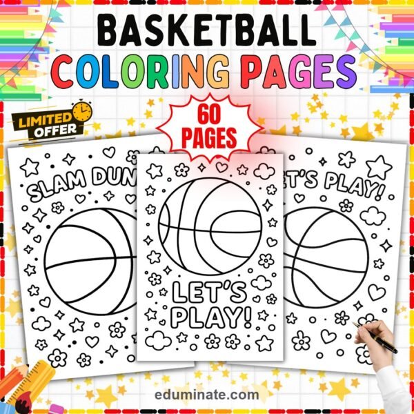 Basketball Coloring Pages | Slam Dunk Sports Day Activities Printable Sheets — resource cover