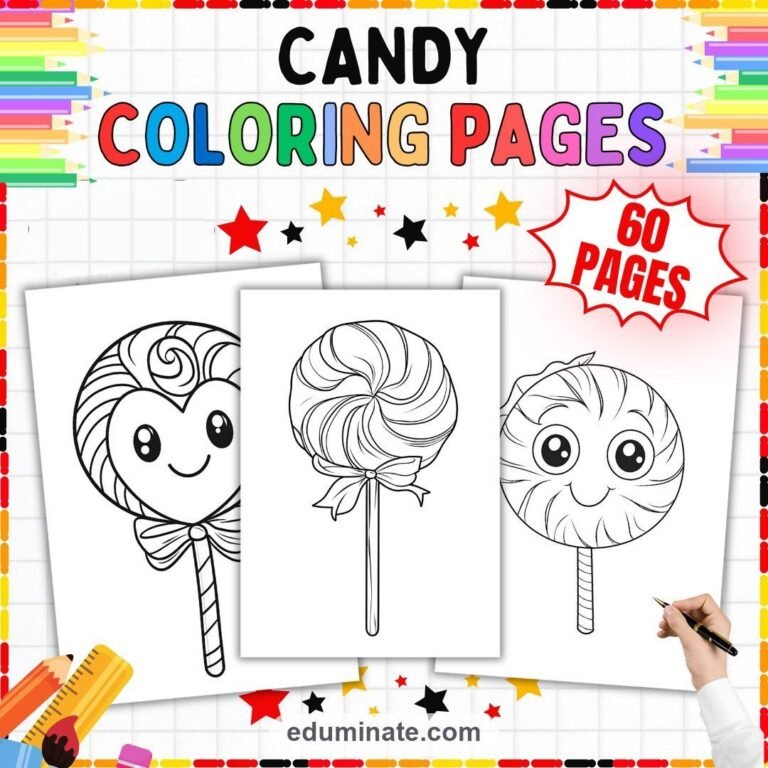 Candy Coloring Pages Bundle | Lollipops, Sweets and Kawaii Treats cover 1