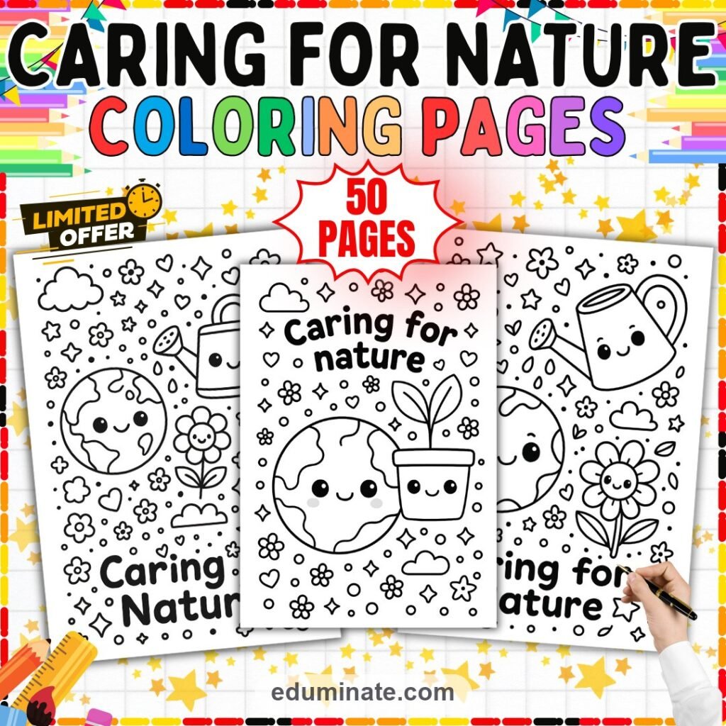 Caring for Nature Coloring Pages Earth Day Recycling Coloring Sheets 50 Pages