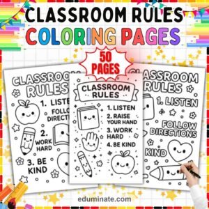 Classroom Coloring Pages Bundle | Classroom, School Supplies and First Day Sheets page 1