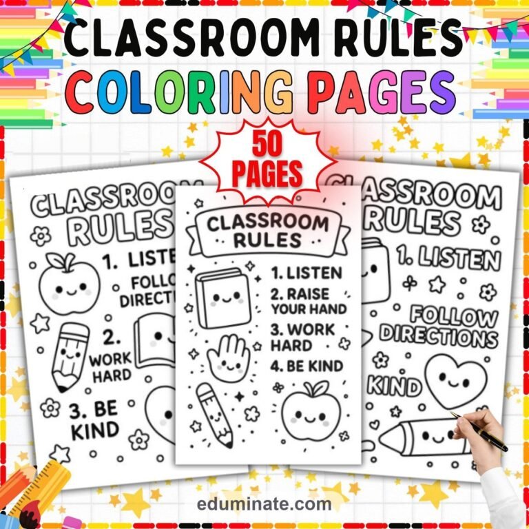 Classroom Coloring Pages Bundle | Classroom, School Supplies and First Day Sheets cover 1