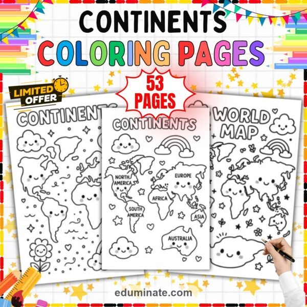 Continents Coloring Pages | World Map Geography Activity for Social Studies — resource cover