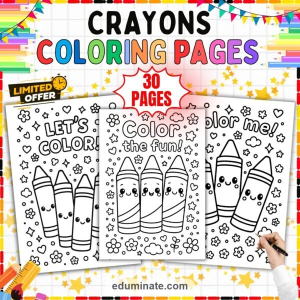 Crayons Coloring Pages | Cute Coloring Sheets for Fine Motor Art Activities — resource cover