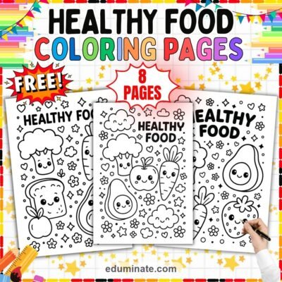 Free Healthy Food Coloring Pages | Fruits and Vegetables Printable for Kids — resource cover