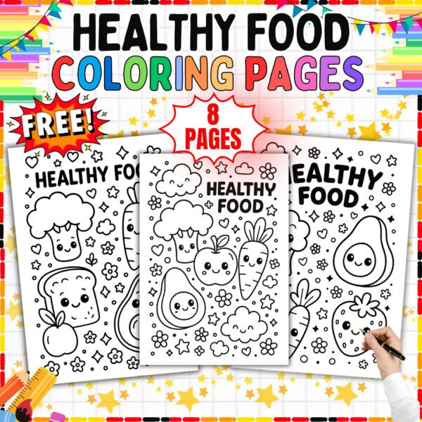 Free Healthy Food Coloring Pages | Fruits and Vegetables Printable for Kids — resource cover