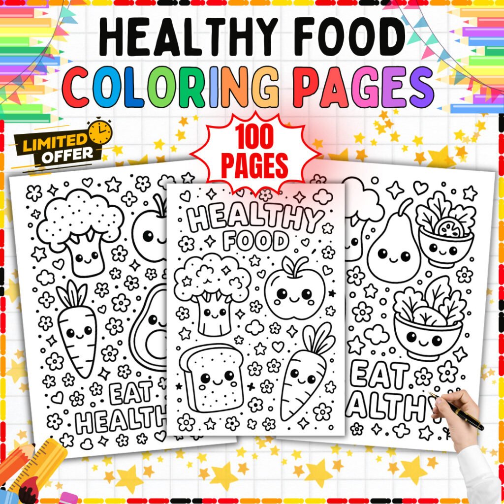 Healthy Food Coloring Pages – 100 Printable Fruit and Vegetable Activity Sheets