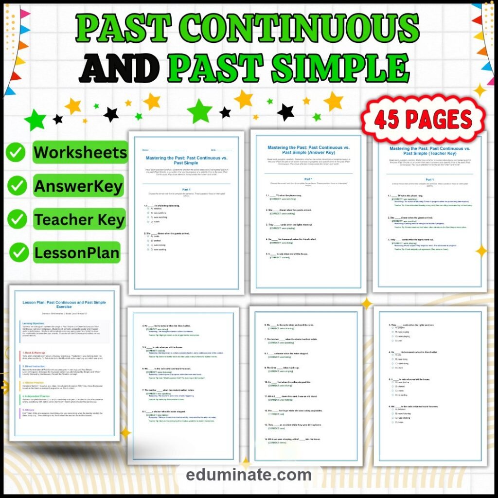Past Continuous and Past Simple Worksheets | Grammar Practice With Answer Key