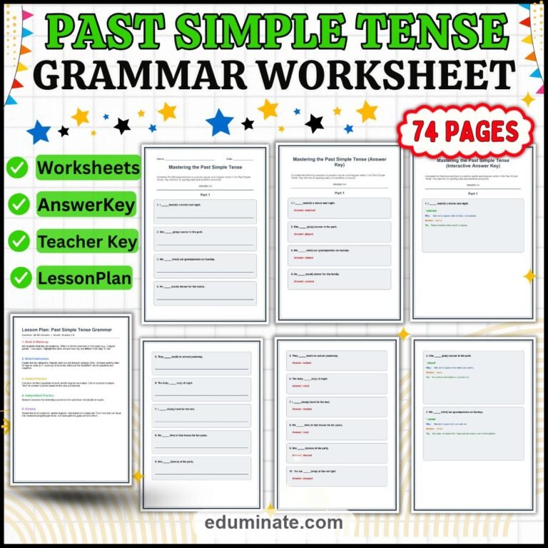 Verb Tense Worksheets Bundle | Past Simple and Present Tense Grammar Packets cover 2