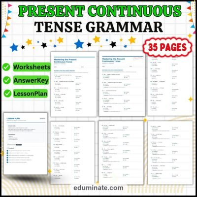 Present Continuous Tense Practice | Grammar Worksheets | Verb Tense Activities — resource cover