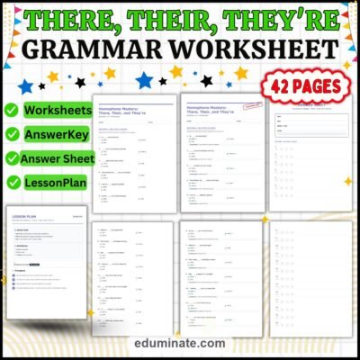 There Their They're Worksheets | Homophones Practice | Grammar Activity Set — resource cover