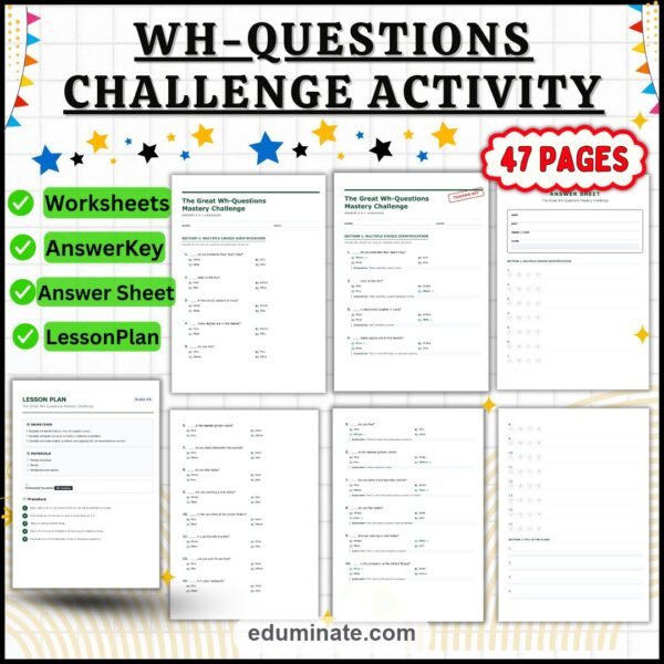 Wh Questions Worksheets | Who What When Where Why How | Question Words Practice — resource cover