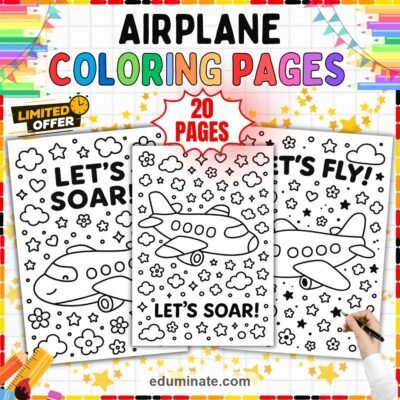 Printable Airplane Coloring Pages & Things That Fly (20 Sheets) — resource cover