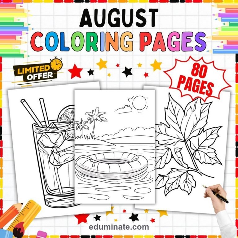 Back to School Coloring Pages Bundle | School Supplies and August Sheets cover 3