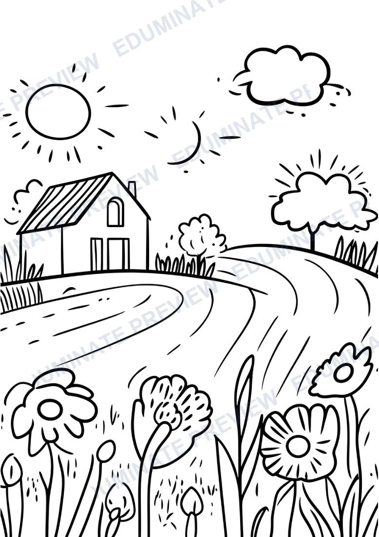 Preview sheet 1 of August Coloring Pages (80 Printable Summer Coloring Sheets)