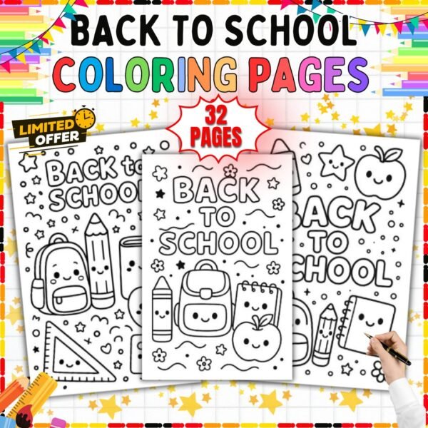 Back to School Coloring Pages (32 Printable First Week of School Sheets) — resource cover