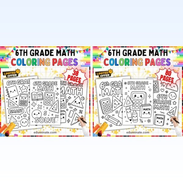 6th Grade Math Coloring Pages Bundle | Math Doodle Coloring Sheets for Middle School — resource cover
