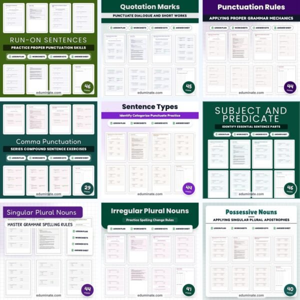 Complete Grammar Worksheets Bundle | 32 ELA Packets With Answer Keys — resource cover