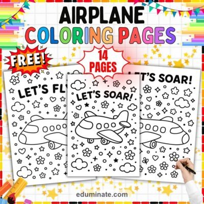 Free Cute Airplane Coloring Sheets (14 Printable Pages) — resource cover