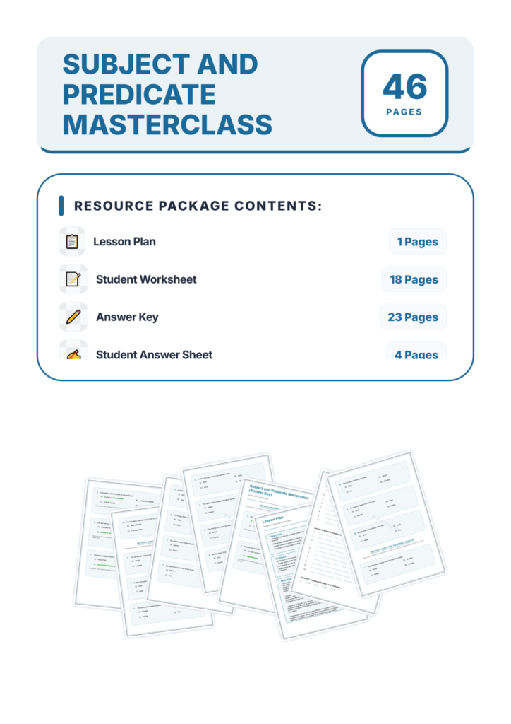Subject and Predicate Worksheets | Complete Simple Compound Grammar Practice preview page
