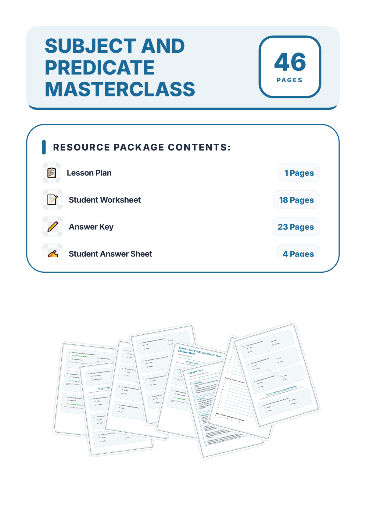 Preview sheet 1 of Subject and Predicate Worksheets | Complete Simple Compound Grammar Practice