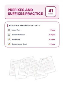 Prefixes and Suffixes Practice Worksheet Packet With Affix Meaning Exercises page 1