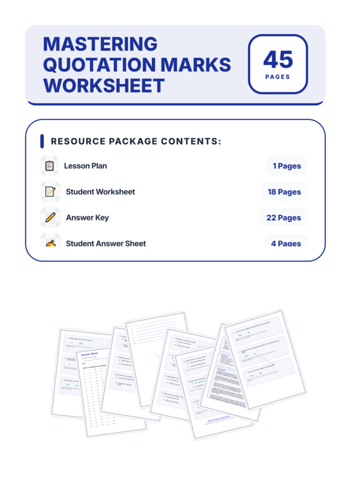 Quotation Marks Practice Worksheets - Dialogue Punctuation & Short Titles preview page
