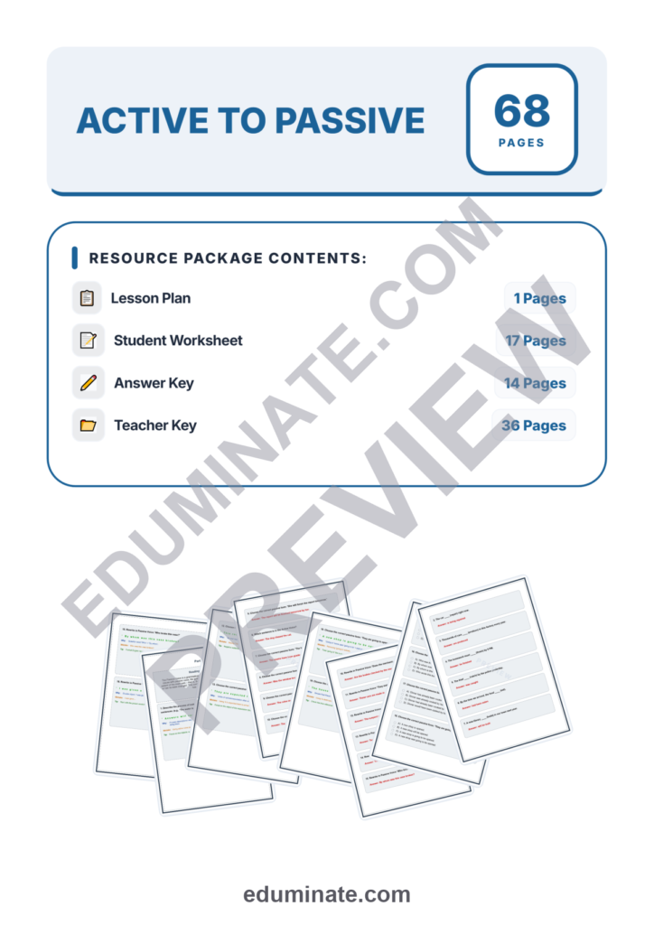 Active to Passive Voice Worksheet | Grammar Practice | Printable ELA Activity preview page