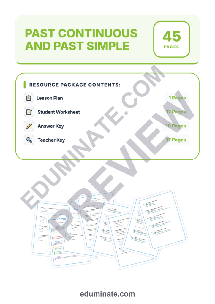Past Continuous and Past Simple Worksheets | Grammar Practice With Answer Key preview page
