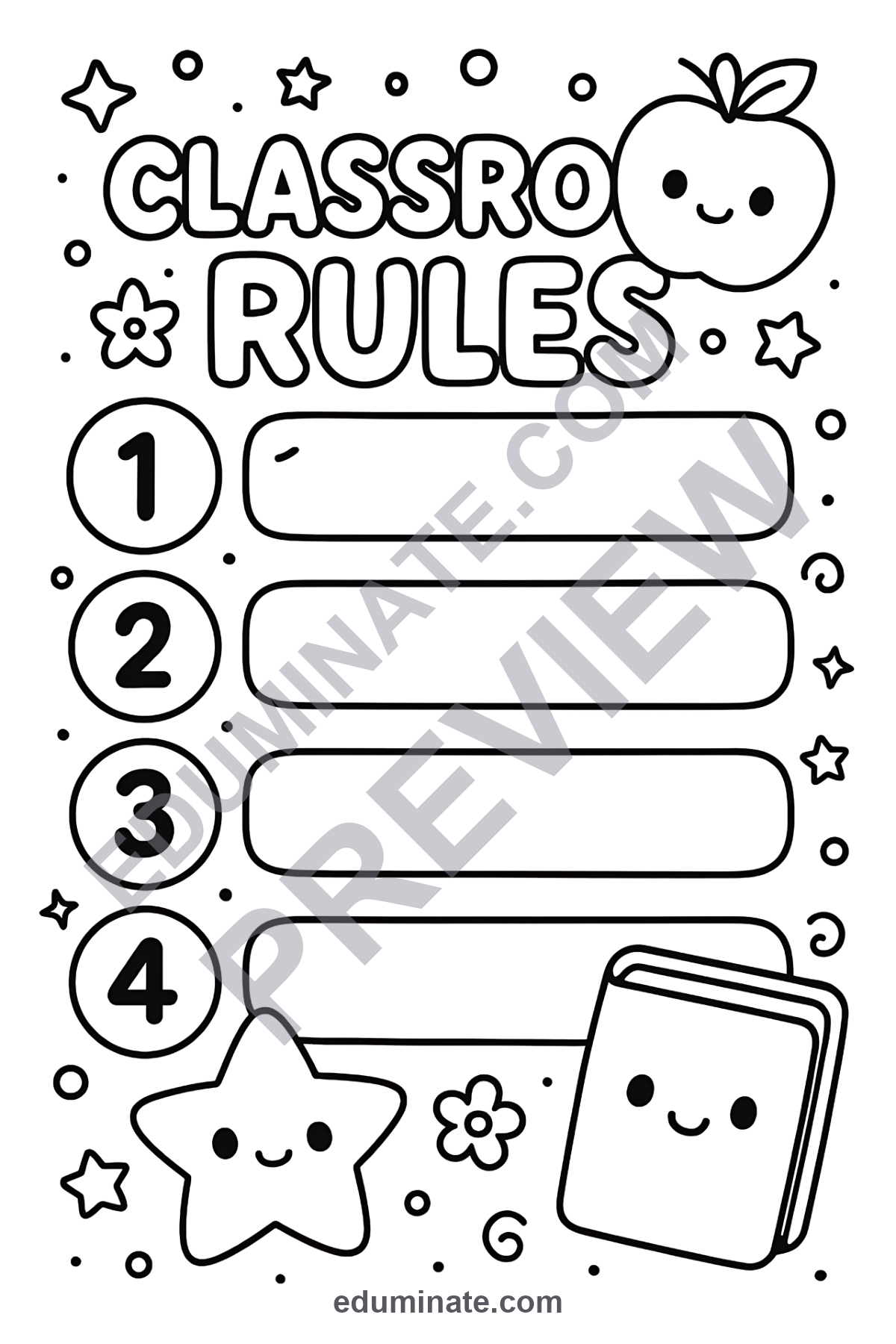 Preview sheet 1 of Classroom Rules Coloring Pages | Back to School Classroom Management Activity