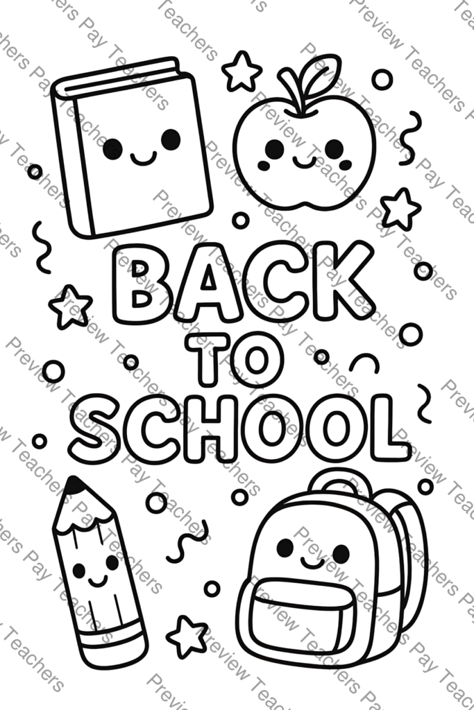 Back to School Coloring Pages | 79 Cute School Supplies Printables for Kids preview page
