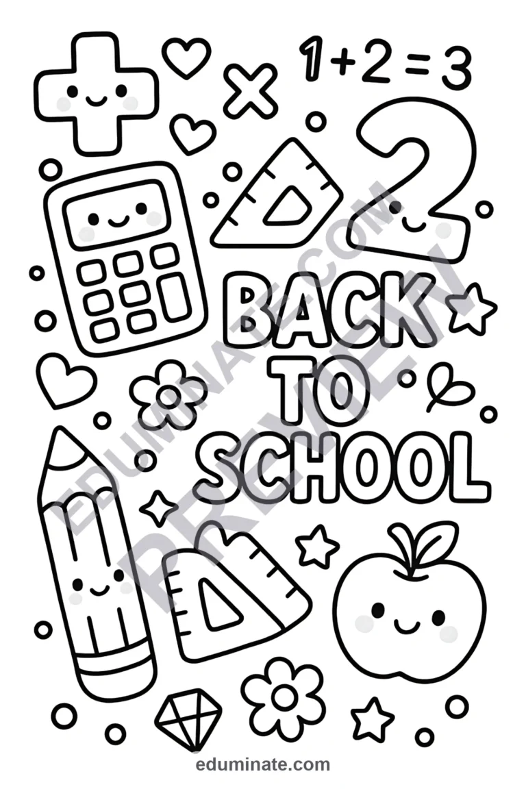 Math Back to School Coloring Pages: 30 Pages Ready Pack
