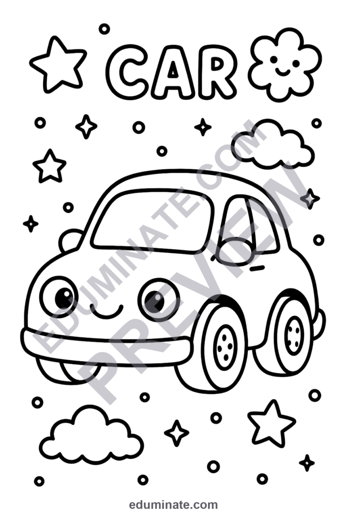 Printable Car Coloring Pages Cute Vehicle Coloring Sheets for Kids 64 Sheets preview page