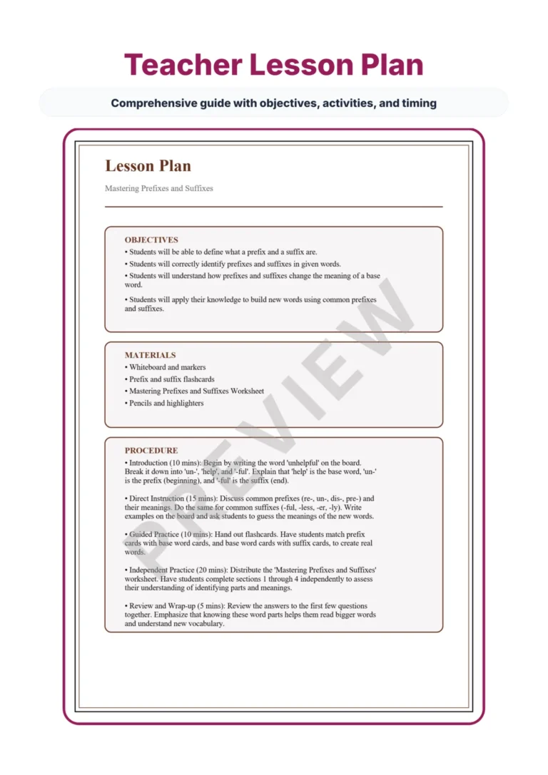 Prefixes and Suffixes Practice Worksheet Packet With Affix Meaning Exercises sample page 2