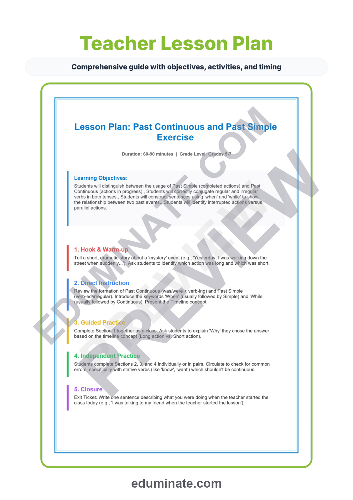 Preview sheet 2 of Past Continuous and Past Simple Worksheets | Grammar Practice With Answer Key