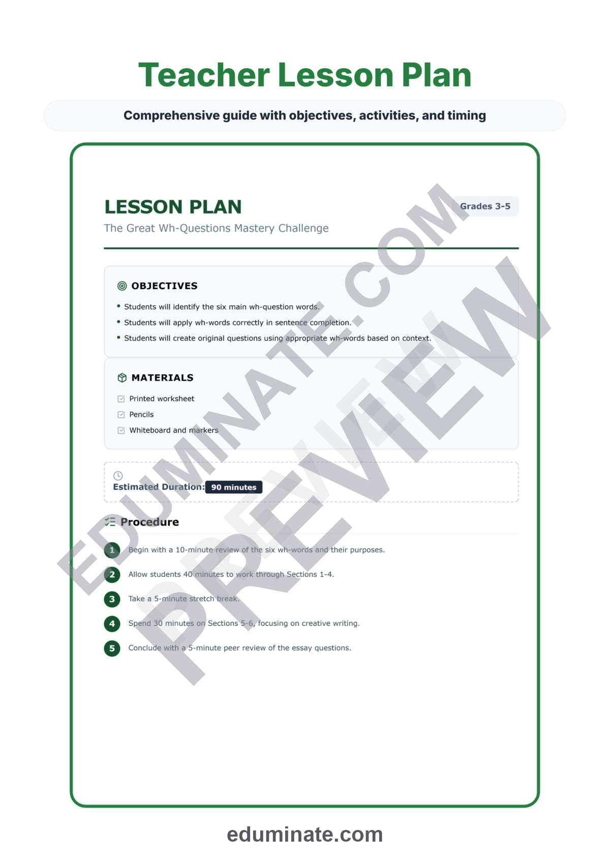 Preview sheet 2 of Wh Questions Worksheets | Who What When Where Why How | Question Words Practice