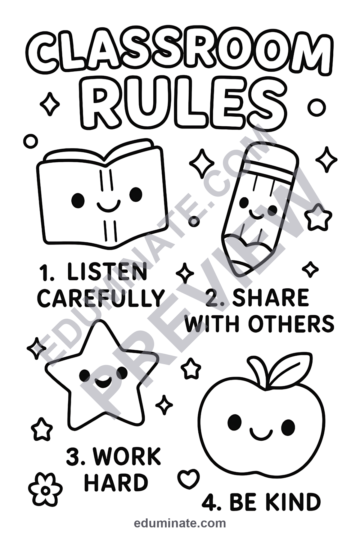 Preview sheet 2 of Classroom Rules Coloring Pages | Back to School Classroom Management Activity