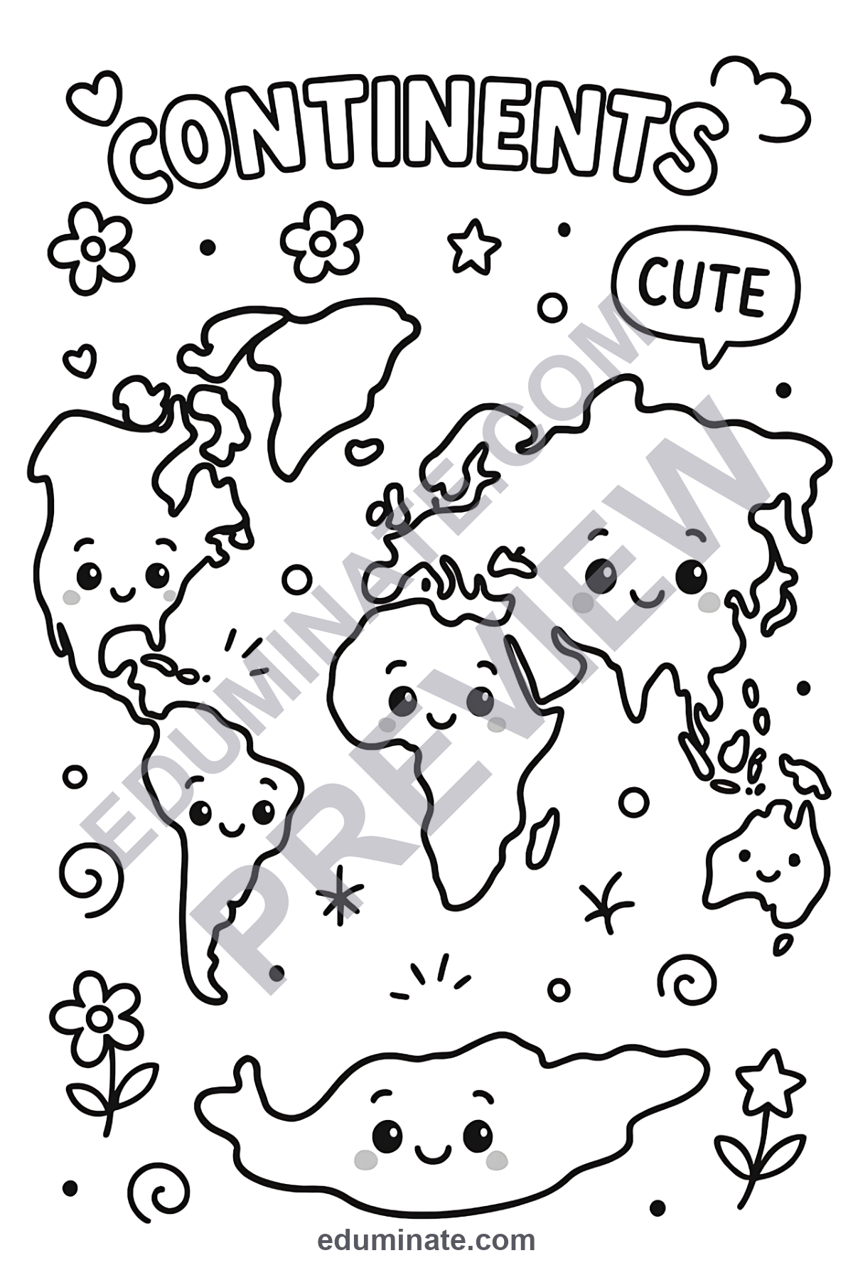 Preview sheet 2 of Continents Coloring Pages | World Map Geography Activity for Social Studies