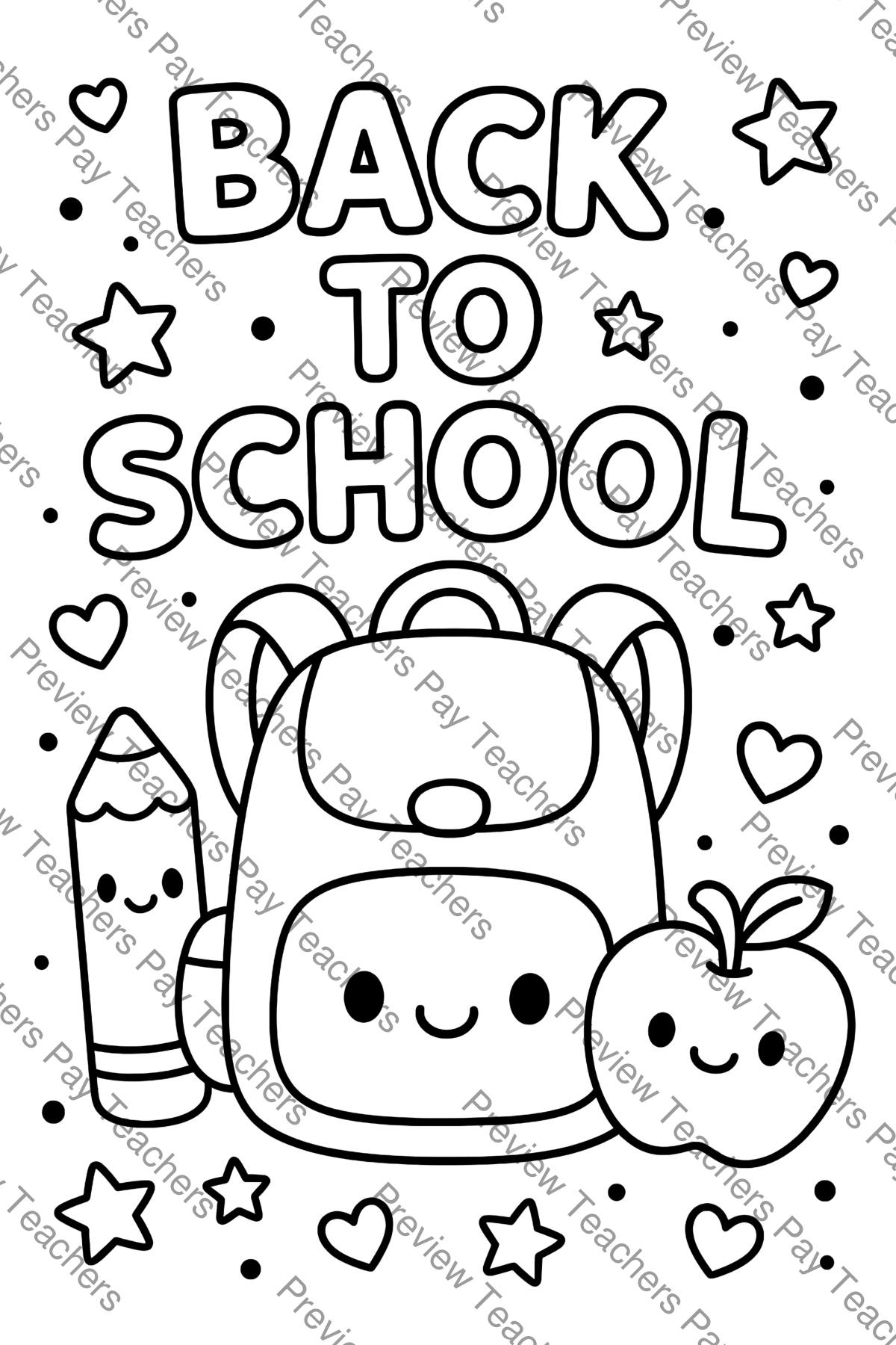 Preview sheet 2 of Back to School Coloring Pages | 79 Cute School Supplies Printables for Kids