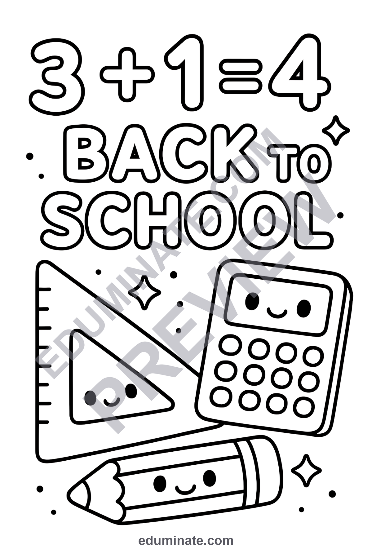 Preview sheet 2 of Math Back to School Coloring Pages | Cute Addition Practice Activity Pack