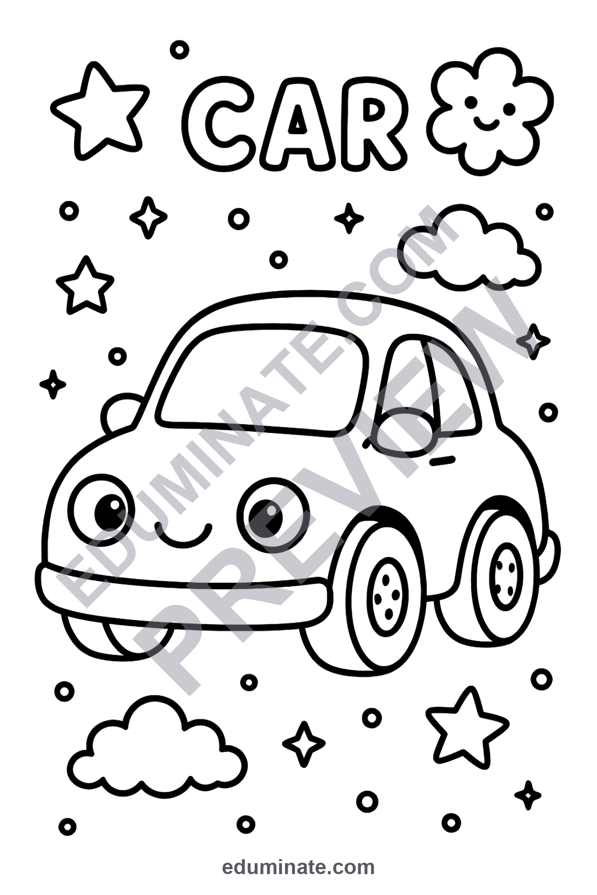 Preview sheet 2 of Printable Car Coloring Pages Cute Vehicle Coloring Sheets for Kids 64 Sheets