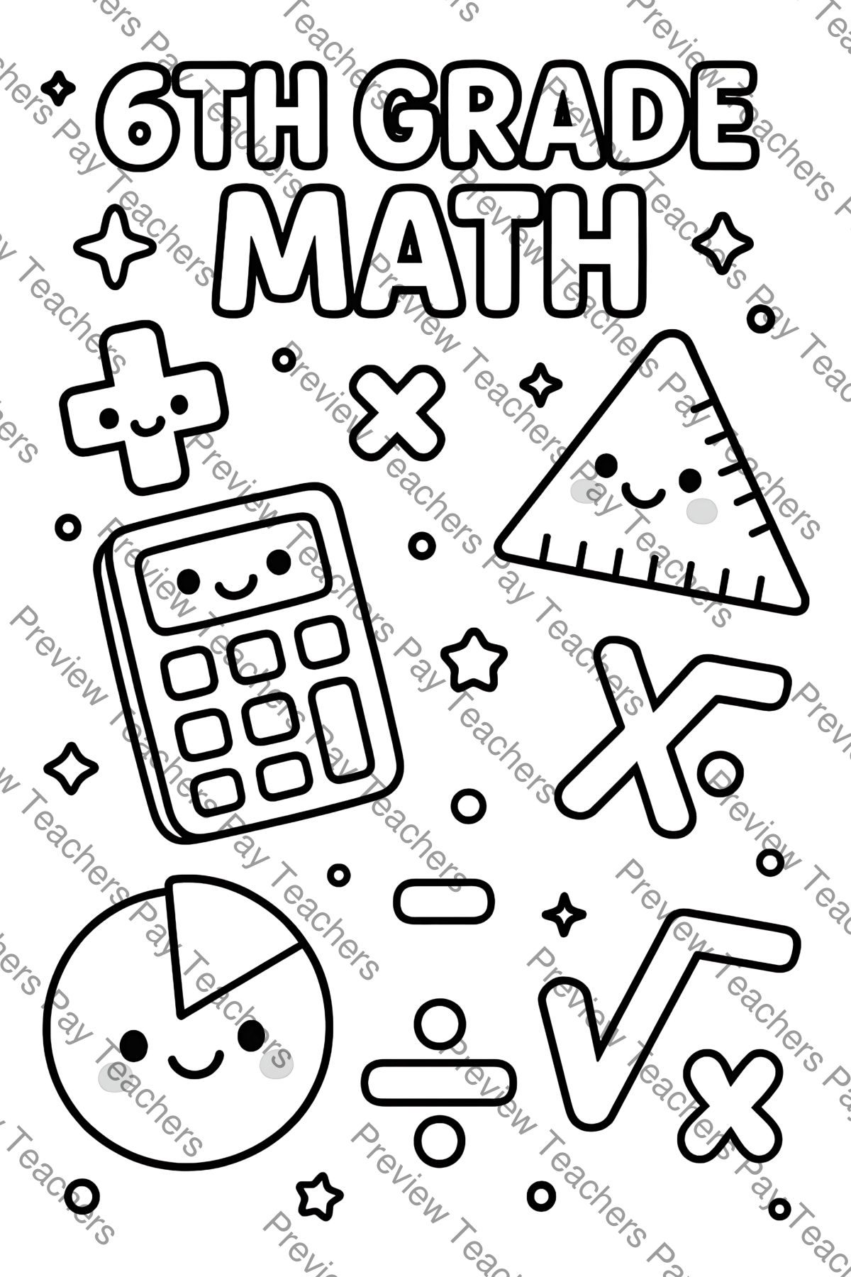 Preview sheet 3 of 6th Grade Math Coloring Pages | Math Doodle Sheets | Calculator Ruler Designs