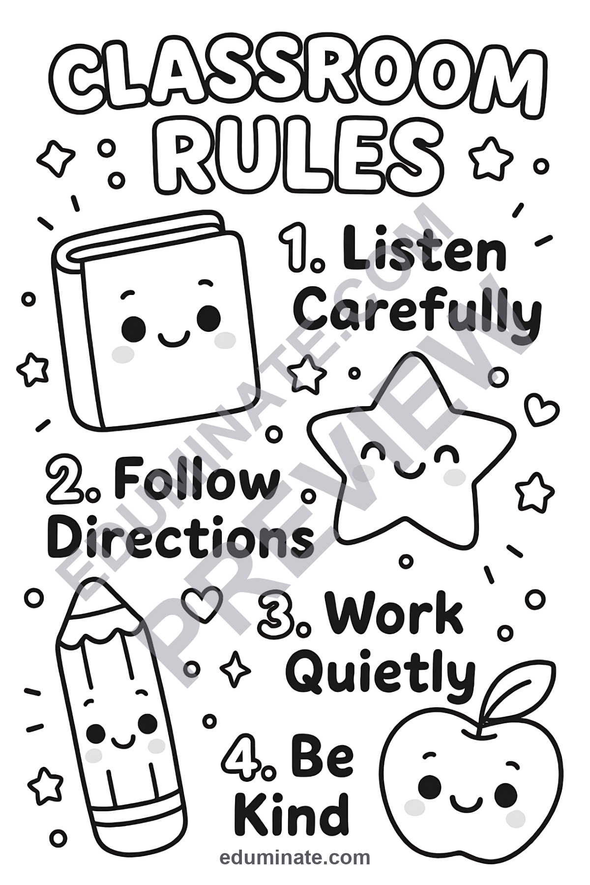 Preview sheet 3 of Classroom Rules Coloring Pages | Back to School Classroom Management Activity